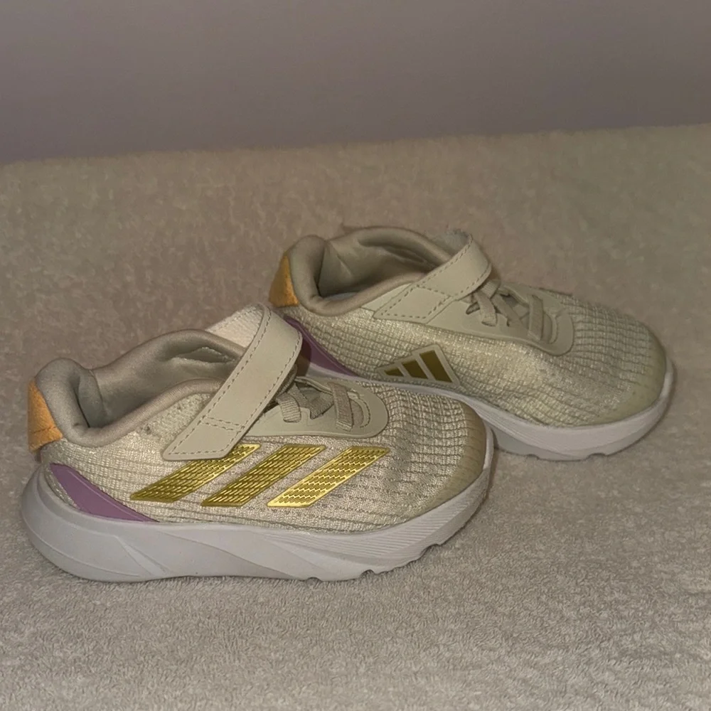 Adidas Cream and Gold Sneakers with Velcro Closure
